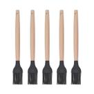 Pincel p Cozinha Preto Silicone Cabo Bambu Untador - 5un