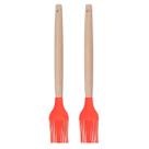 Pincel p Cozinha Vermelho Silicone Cabo Bambu Untador - 2un