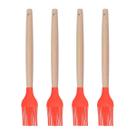 Pincel p Cozinha Vermelho Silicone Cabo Bambu Untador - 4un