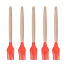 Pincel p Cozinha Vermelho Silicone Cabo Bambu Untador - 5un