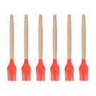 Pincel p Cozinha Vermelho Silicone Cabo Bambu Untador - 6un