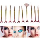 Pincel Sereia 10 Peças Maquiagem Sombra Delineador Iluminador Make Up Mermaid