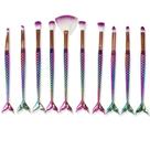 Pincel Sereia Kit 10 Peças Mermaid Sombra Corretivo Iluminador Delineador Maquiagem Make Up