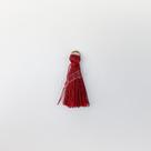 Pingente 2,5cm Marrom Bordô C/ Argola Dourada Franja de Seda (Tassel) - 10 unidades