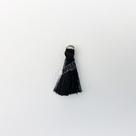 Pingente 2,5cm Preto C/ Argola Dourada Franja de Seda (Tassel) - 10 unidades