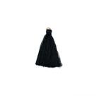 Pingente 3,5cm Preto C/ Argola Dourada Franja de Seda (Tassel) - 10 unidades