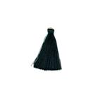 Pingente 3,5cm Verde Escuro C/ Argola Dourada Franja de Seda (Tassel) - 10 unidades