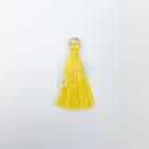 Pingente 4cm Amarelo C/ Argola Dourada Franja de Seda (Tassel) - 10 unidades