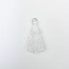 Pingente 4cm Branco C/ Argola Dourada Franja de Seda (Tassel) - 10 unidades