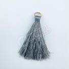 Pingente 4cm Cinza Grafite C/ Argola Dourada Franja de Seda (Tassel) - 10 unidades