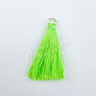 Pingente 4cm Verde Neon C/ Argola Dourada Franja de Seda (Tassel) - 10 unidades