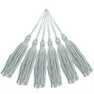 Pingente 7cm Cinza Prata Franja de Seda 300 Tassel - 10 unidades