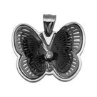 Pingente Aço Borboleta Vazada com Zircônia e IPB 20x32mm