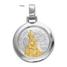 Pingente Aço NSra. de Nazaré Redondo 30mm com Ouro