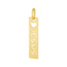 Pingente Aço Placa Feelings Jesus 28x6mm Gold IPG