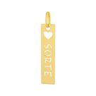 Pingente Aço Placa Feelings Sorte 28x6mm Gold IPG