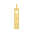 Pingente Aço Placa Feelings Vida 28x6mm Gold IPG Pingente Aço Placa Feelings Vida 28x6mm Gold IPG