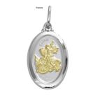 Pingente Aço São Jorge Oval 30x21mm com Ouro
