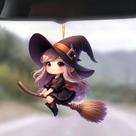 Pingente Acrílico De Vassoura De Bruxa Para Halloween E Natal, Decoração De Carro, Ornamento Plano