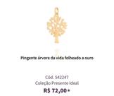 Pingente árvore da vida folheada a ouro Pingente árvore da vida folheada a ouro