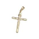 Pingente Banhado a Ouro Cruz Com Cristo Desenhado Bijou Art