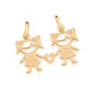 Pingente banhado ouro 3x 24k 18k e 22k feminino casal filhos duas meninas unidas por coração rommanel 542645