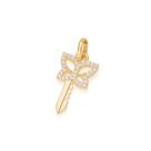 Pingente banhado ouro 3x 24k 18k e 22k feminino chave borboleta cravejado zircônias rommanel 542356