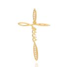 Pingente banhado ouro 3x 24k 18k e 22k feminino jesus com zircônias rommanel 542319 Pingente banhado ouro 3x 24k 18k e 22k feminino jesus com zircônias rommanel 542319