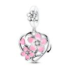 Pingente Berloque Charm Prata 925 - Amor Coração Flores
