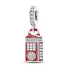 Pingente Berloque Charm Prata 925 - Inglaterra Cabine Telefônica