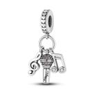 Pingente Berloque Charm Prata 925 - Música Microfone Nota Musical Clave de Sol