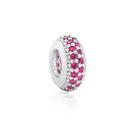 Pingente Berloque Separador Zircônia Rosa Pink Prata 925