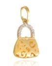Pingente Bolsa Em Ouro 18k Com Zircônias Berloque