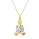 Pingente Buda Jade Cristal Folheado A Ouro 18k Com Zircônias