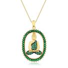 Pingente Buda Pedras Verde Esmeralda Folheado A Ouro 18k