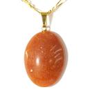 Pingente Cabochão de Quartzo Tangerina Natural com Pino Dourado - Atacado (3 Peças)