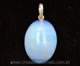 Pingente Cabochão Pedra da Lua Opalina com Pino Dourado - Atacado