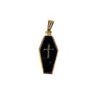Pingente Caixão Preto 2,6 cm em Metal Dourado
