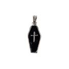 Pingente Caixão Preto 2,6 cm em Metal Prateado