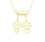 Pingente Canga Dois Filhos Duas Meninas Ouro 18K 750