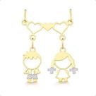 Pingente Canga Ouro 18k Corações + 2 Pingentes Filhos