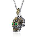 Pingente Caveira Mexicana Banhada a Ouro 18k Green Eyes + Corrente 60cm