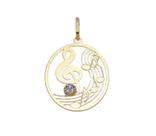 Pingente Clave De Sol Em Ouro 18k Com Brilhantes