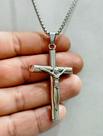 Pingente Com Corrente Crucifixo Jesus Cristo em Aço Inox