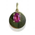 Pingente com Turmalina Rosa e Placa Oval em Ouro 18k