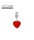 Pingente Coração com Borda em Aço Inox Antialérgico Pulseiras Berloques
