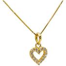 Pingente Coração Delicado Mini Zirconia E Ouro 18k Pingente Coração Delicado Mini Zirconia E Ouro 18k