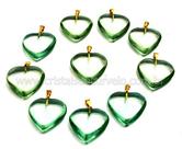 Pingente Coração Pedra Obsidiana Verde com Montagem em Pino Dourado - Pacote com 5 Unidades