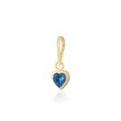 Pingente Coração Zircônia Azul 4mm em Ouro 18K Pingente Coração Zircônia Azul 4mm em Ouro 18K