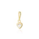 Pingente Coração Zircônia Branca 4mm em Ouro 18K